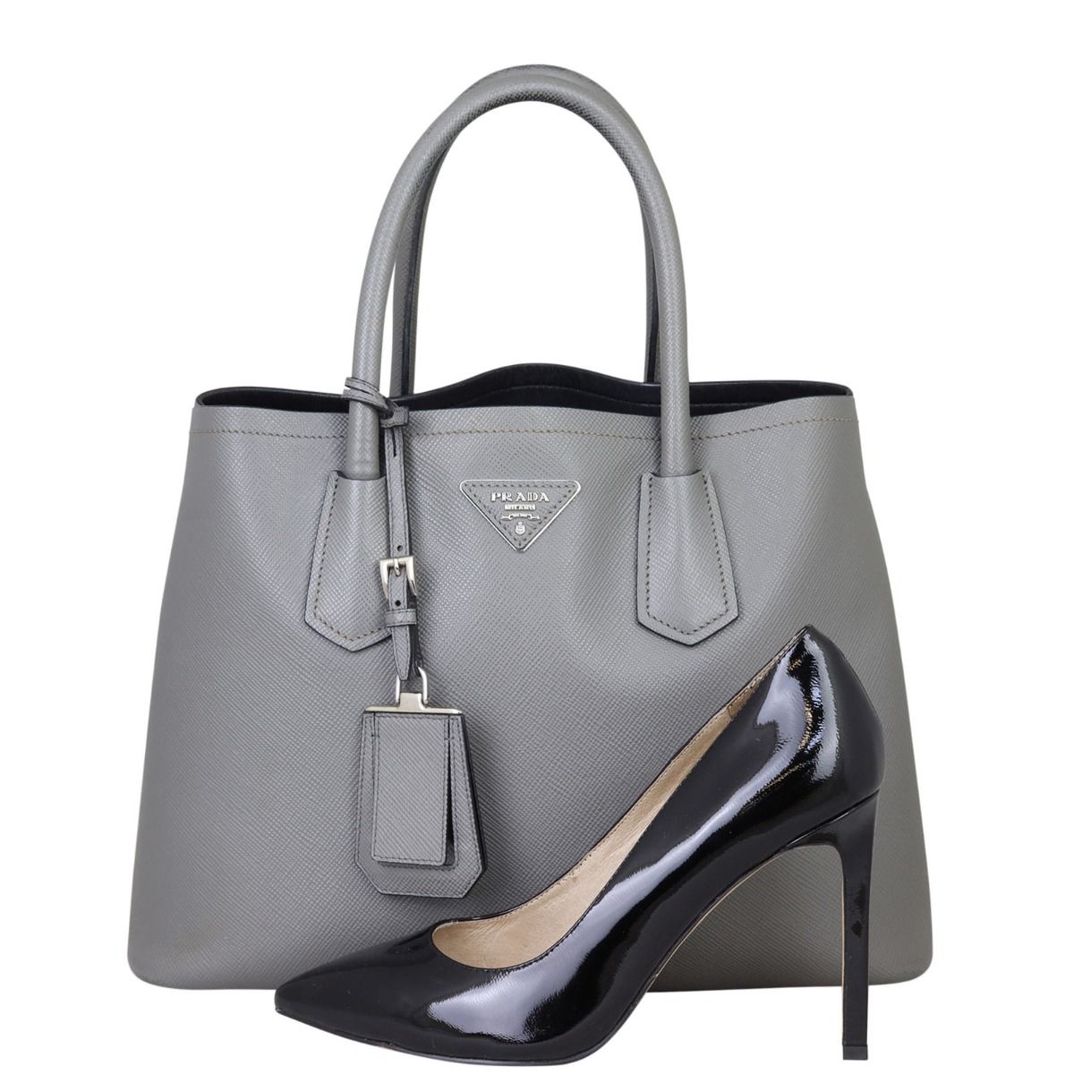 Saffiano cuir small double bag sale