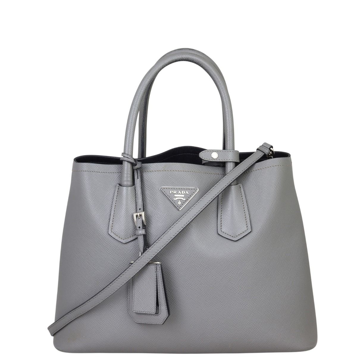 Prada double bag grey outlet