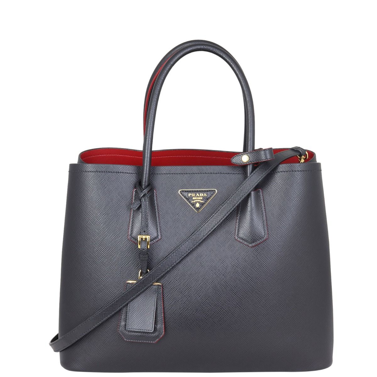 Prada saffiano cuir double tote sale