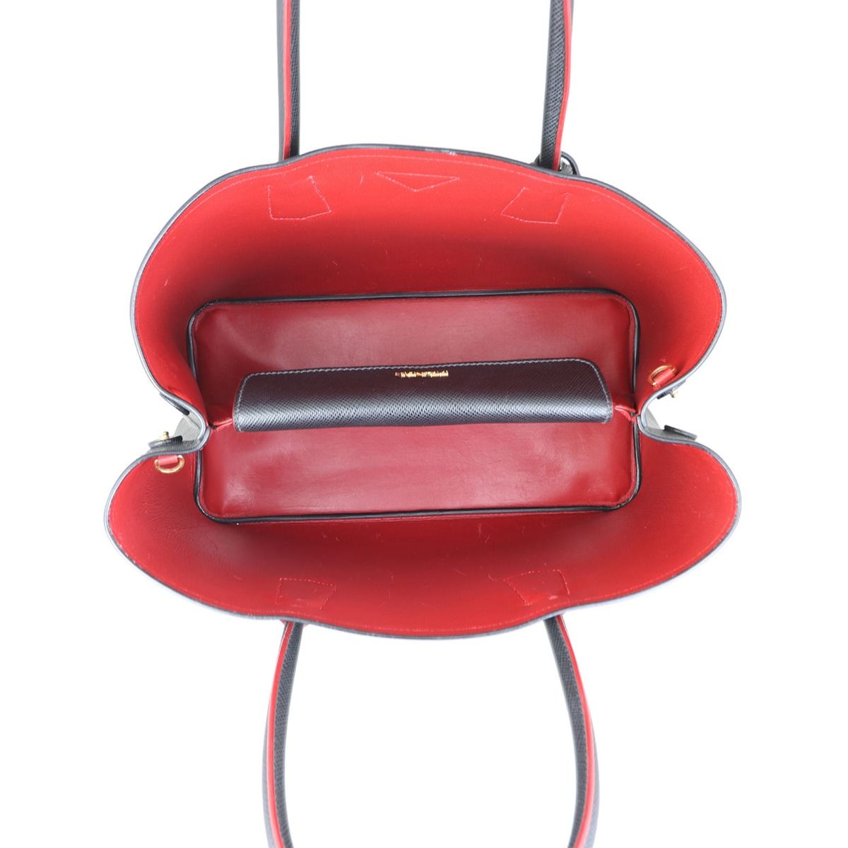 Prada black bag red interior store