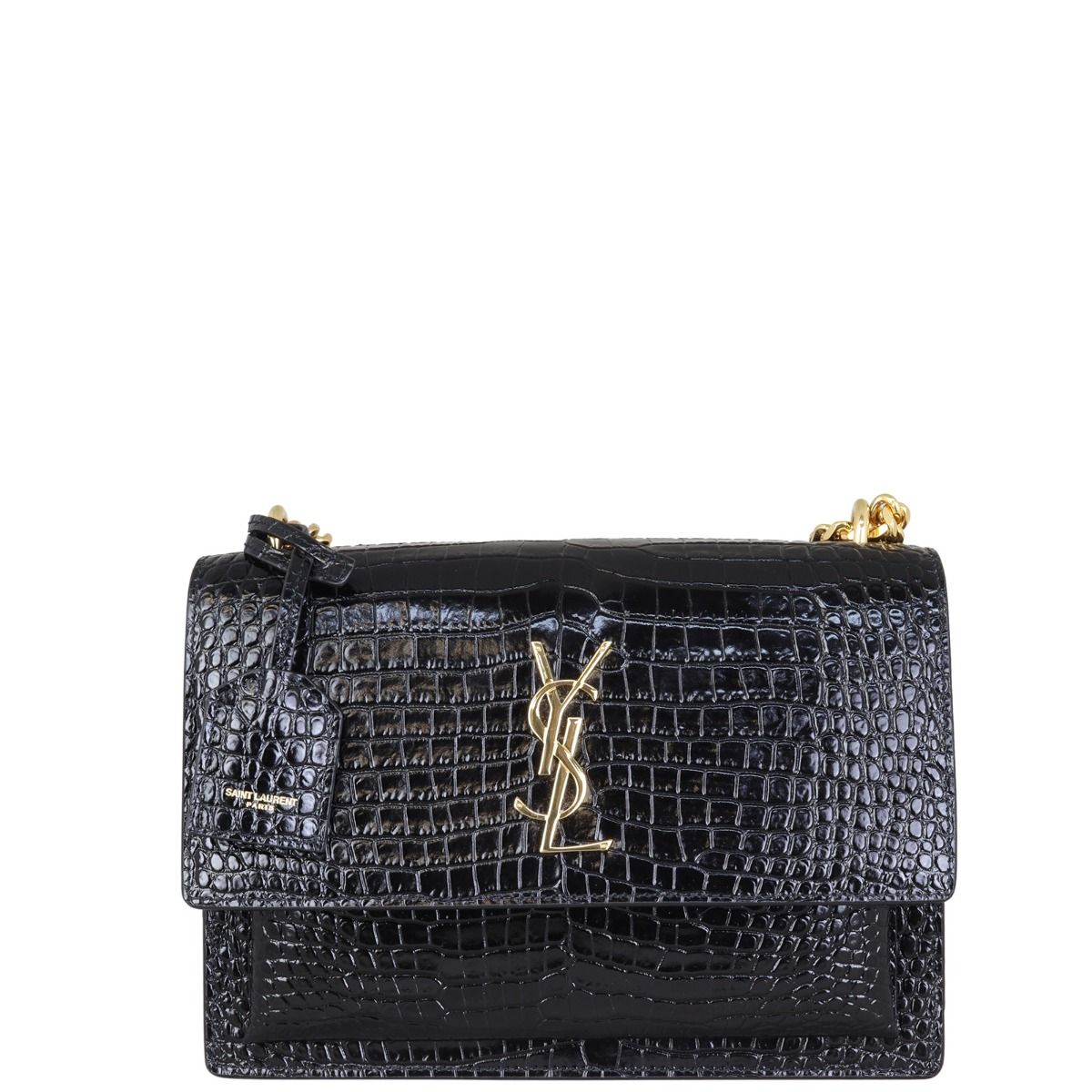 Saint Laurent Sunset Medium Croc Embossed