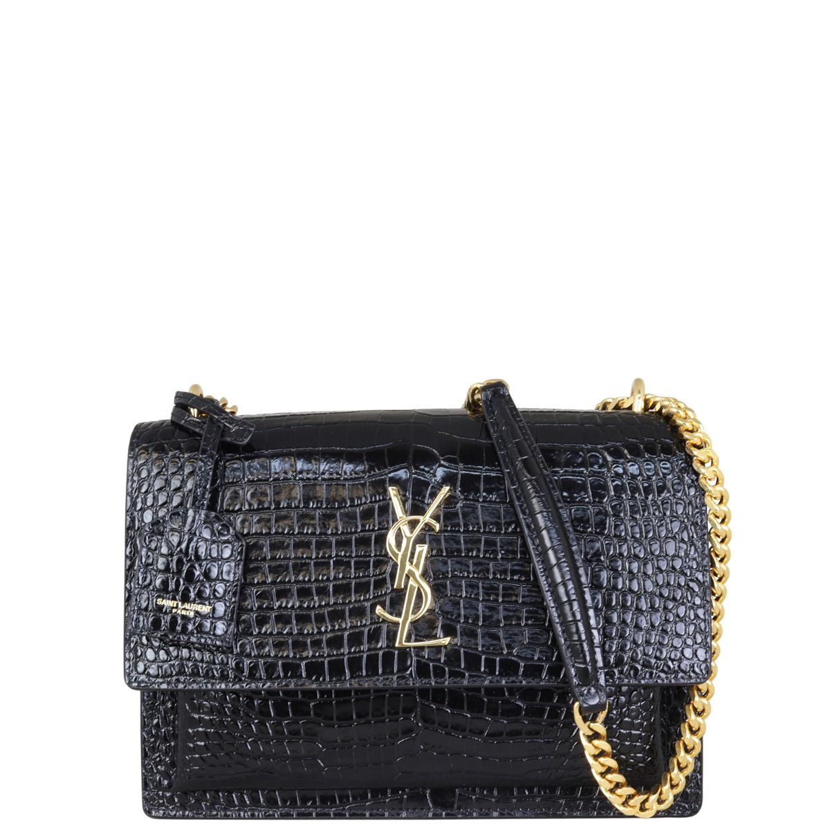 Saint Laurent Sunset Medium Croc Embossed