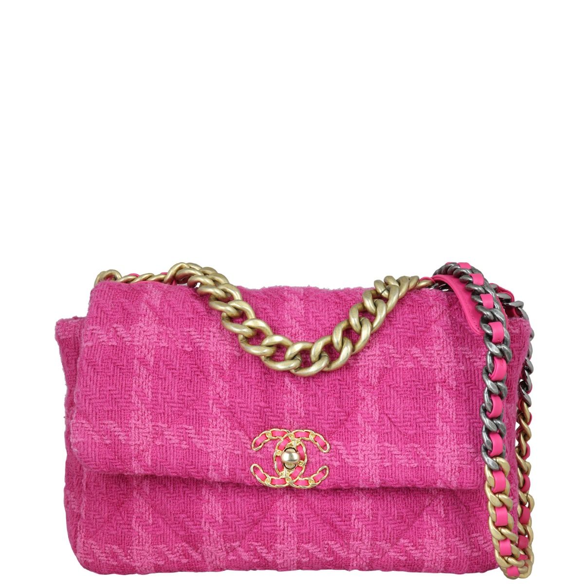 Replica Chanel 19 Maxi Flap Bag AS1162 Wool Tweed Fuchsia