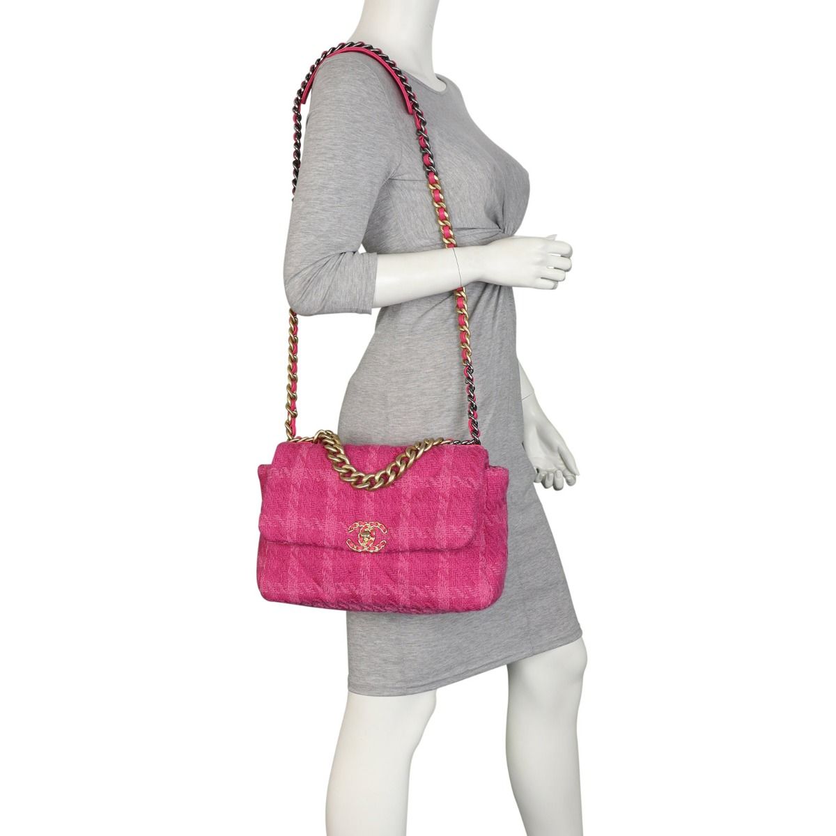 Chanel 19 large flap bag tweed deals