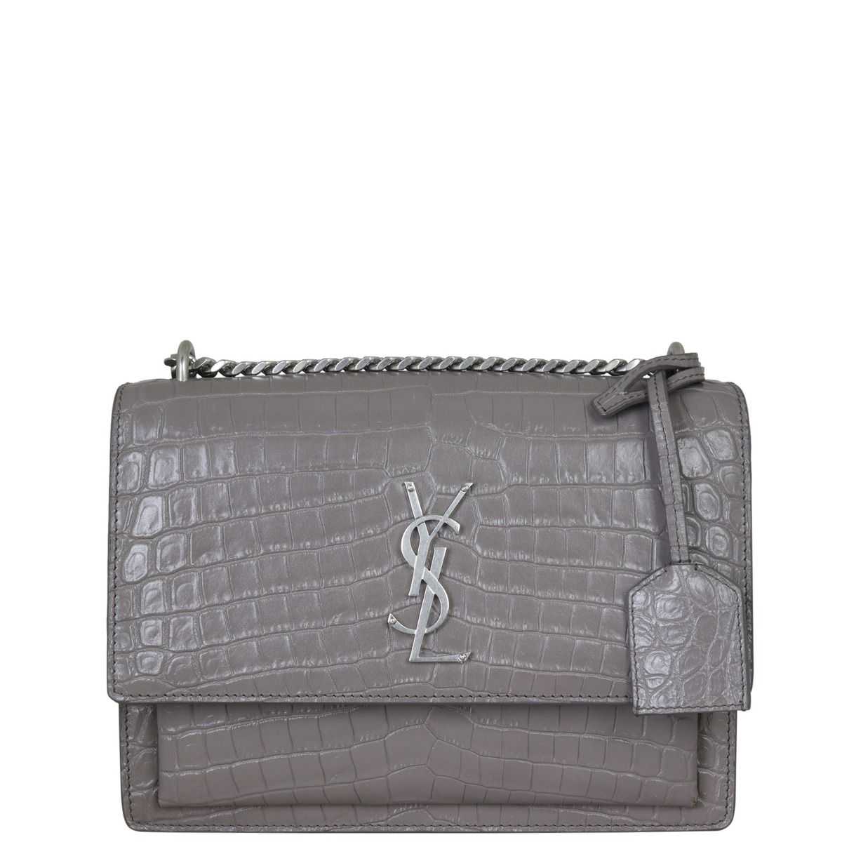 Saint Laurent Sunset Medium Croc Embossed