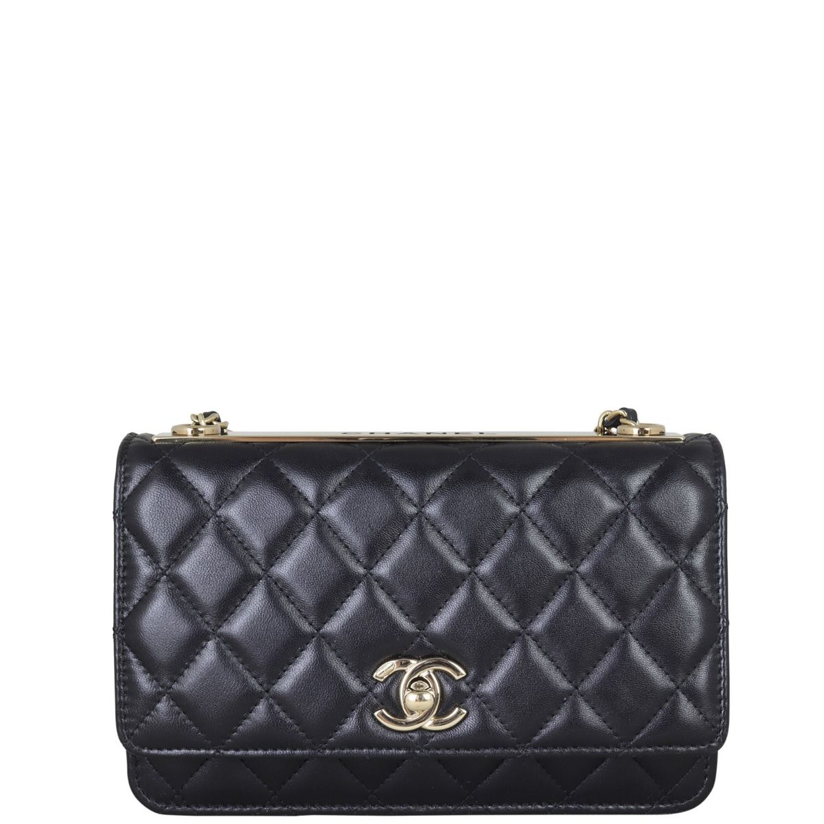 Chanel Small Black Quilted Lambskin Trendy CC Zipped Wallet