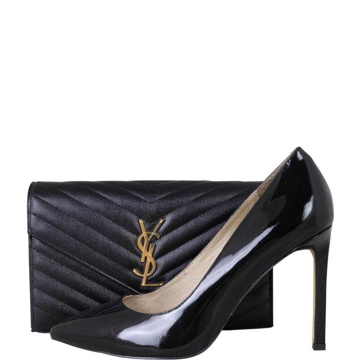 Saint laurent large monogram quilted leather wallet on a chain sales
