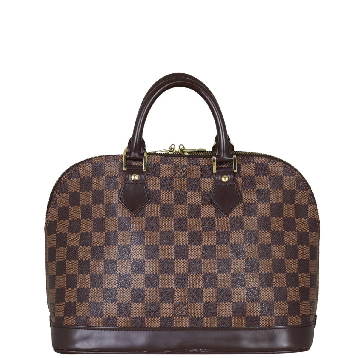 LV Louis Vuitton Alma PM Handbag Damiere Ebene Brown Canvas Bag