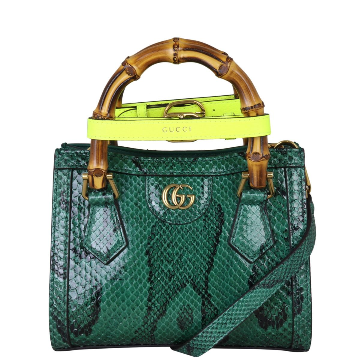 Gucci Diana Bamboo Top Handle Mini Tote Python
