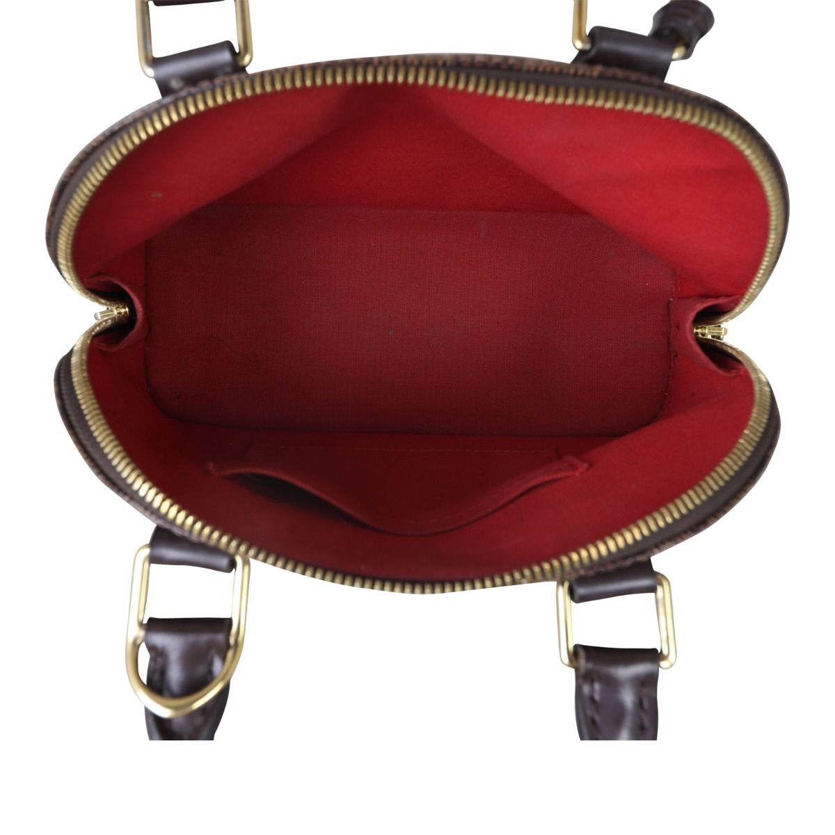 Louis Vuitton Alma BB Damier Ebene Red Textile Lining