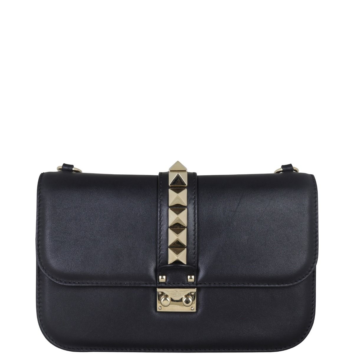 Valentino lock medium leather shoulder bag top