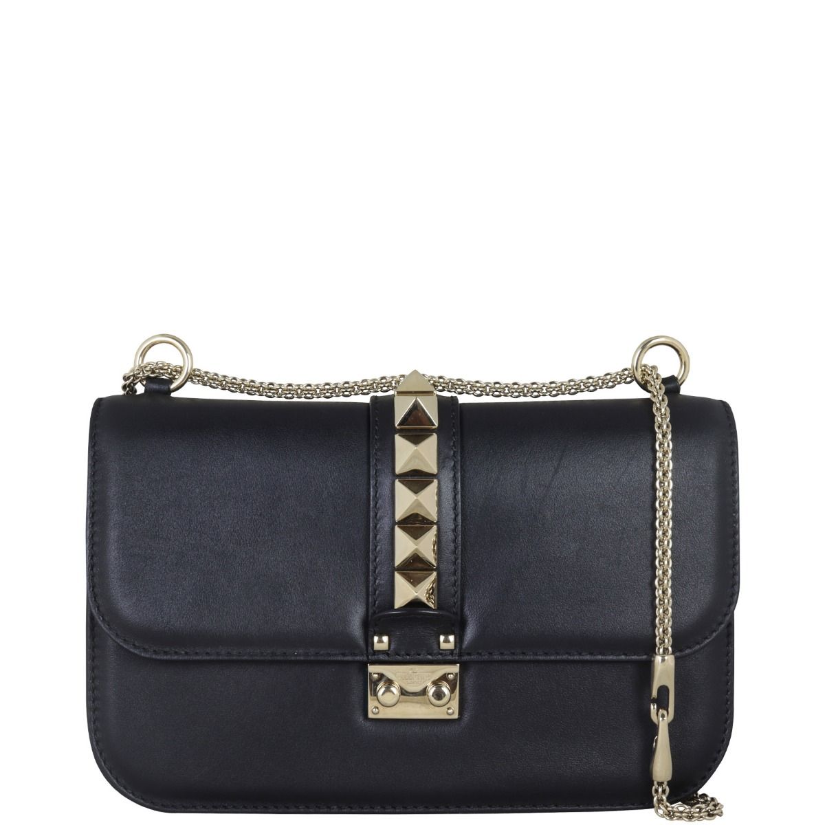 Valentino lock medium leather shoulder bag deals