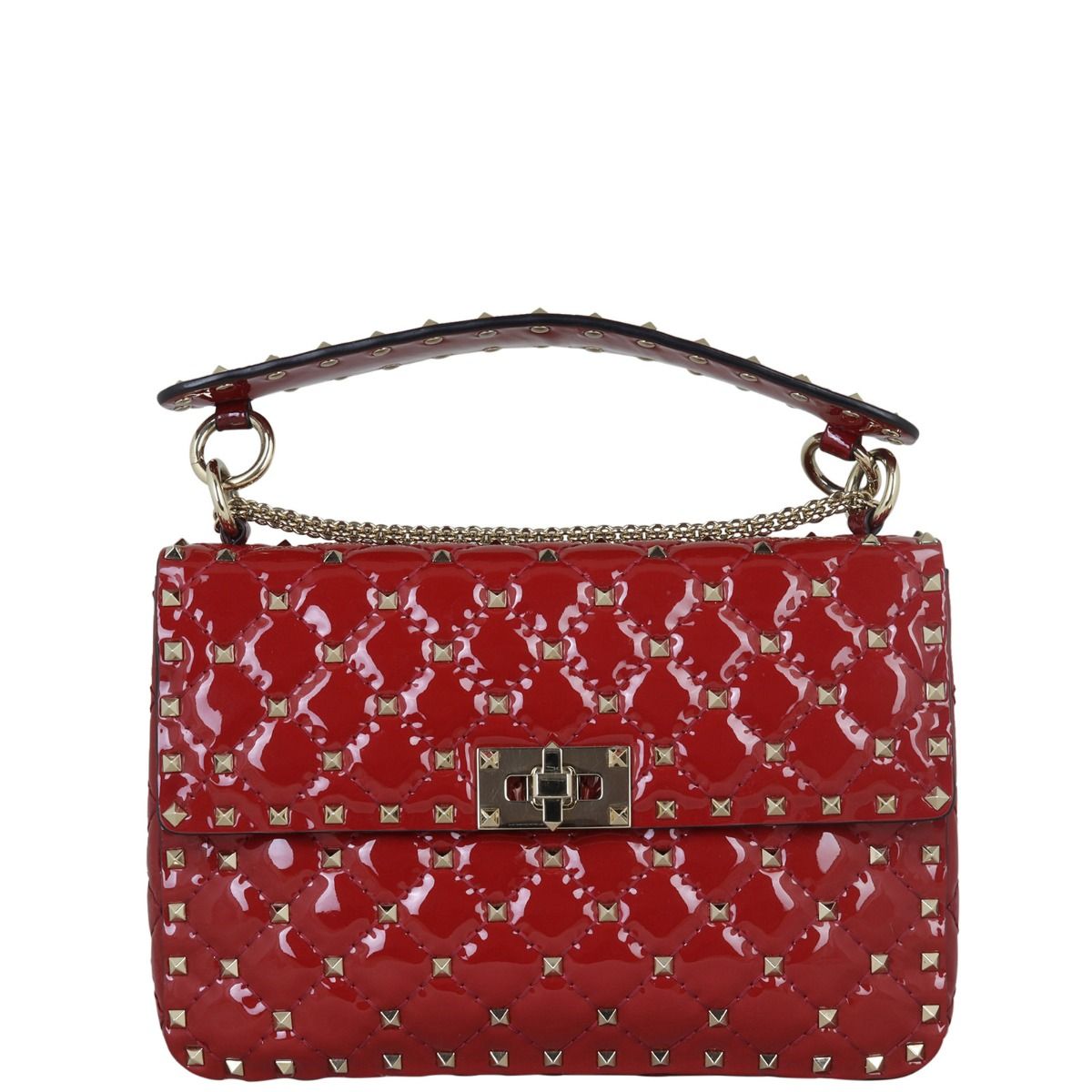 Valentino Rockstud Spike Medium Shoulder Bag Patent