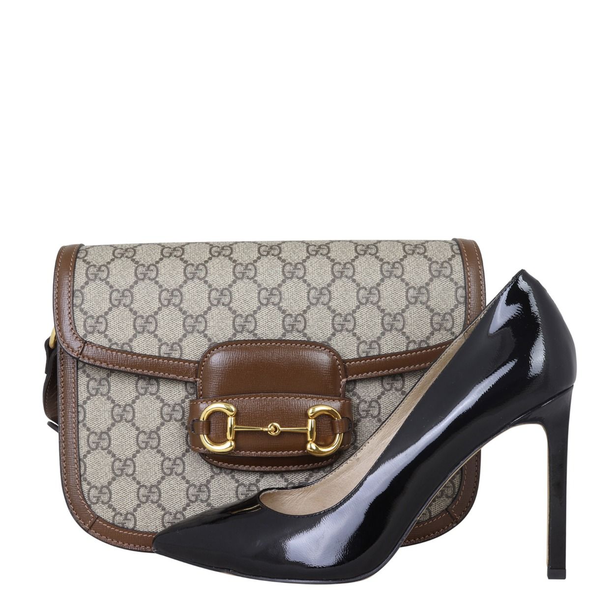 【関税&送料込】Gucci Gg Supreme Fabric And Leather Horsebit Gucci Horsebit 1955 small camera bag in beige and ebony GG