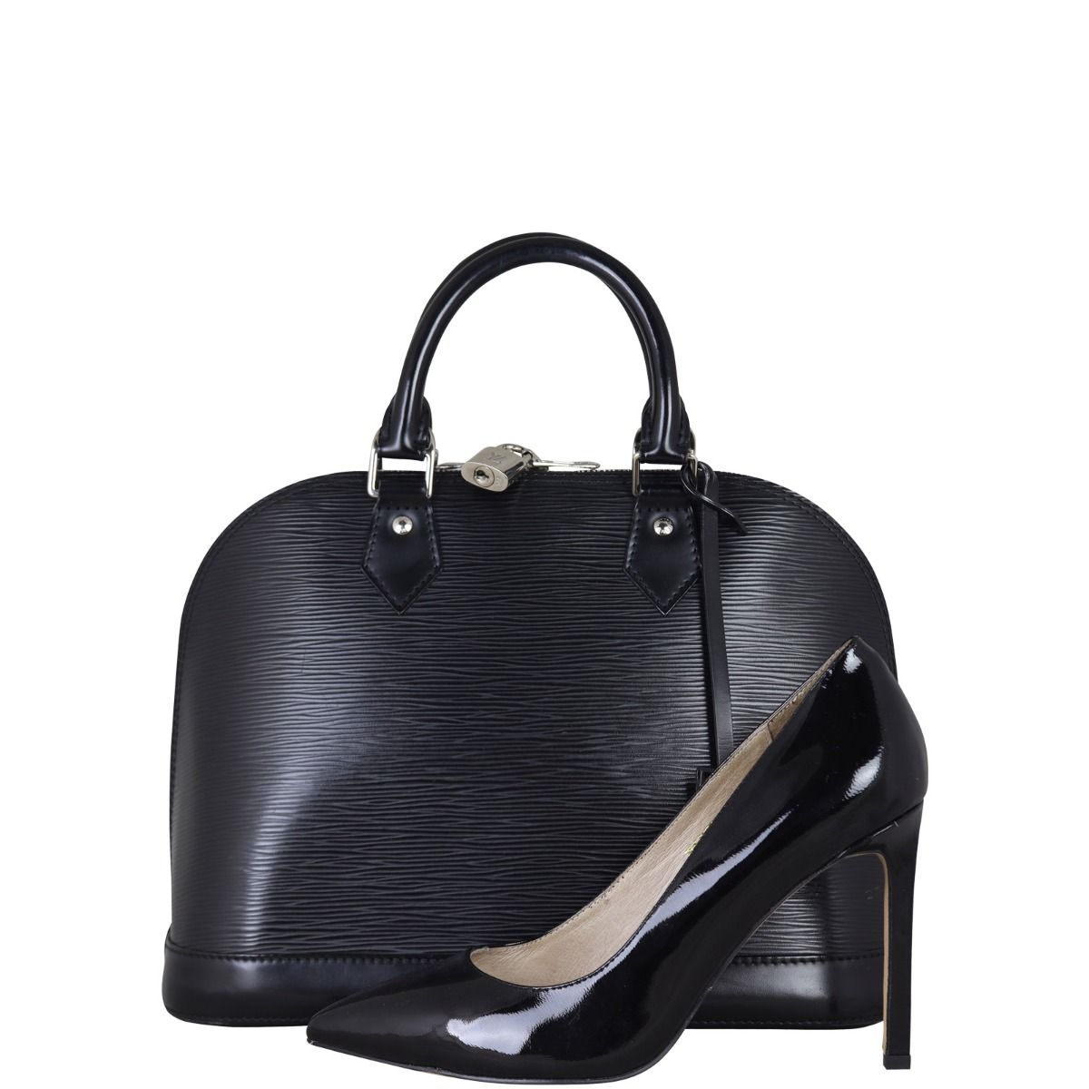 Louis Vuitton Alma PM Epi with Strap Black Silver Hardware