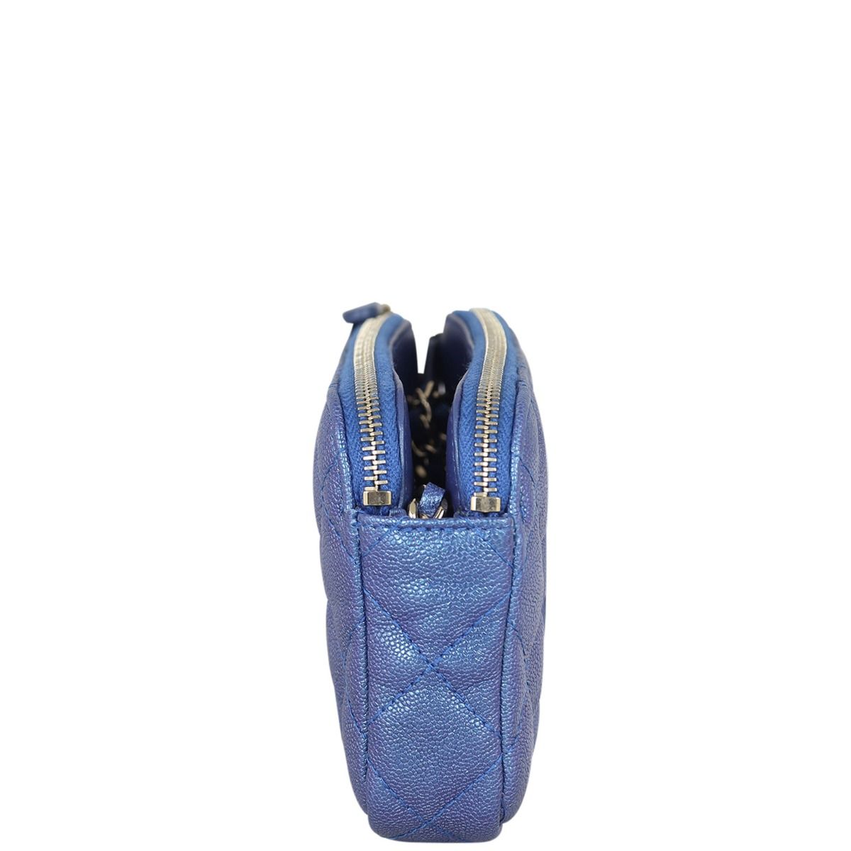 Chanel CC Double Zip Clutch with Chain | Blue