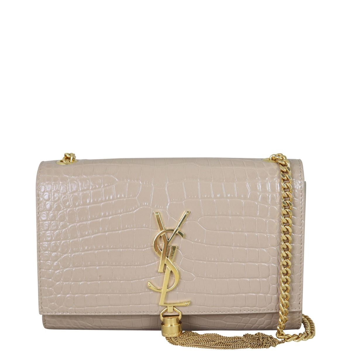 Saint Laurent Kate Tassel Chain Bag Small Croc Embossed