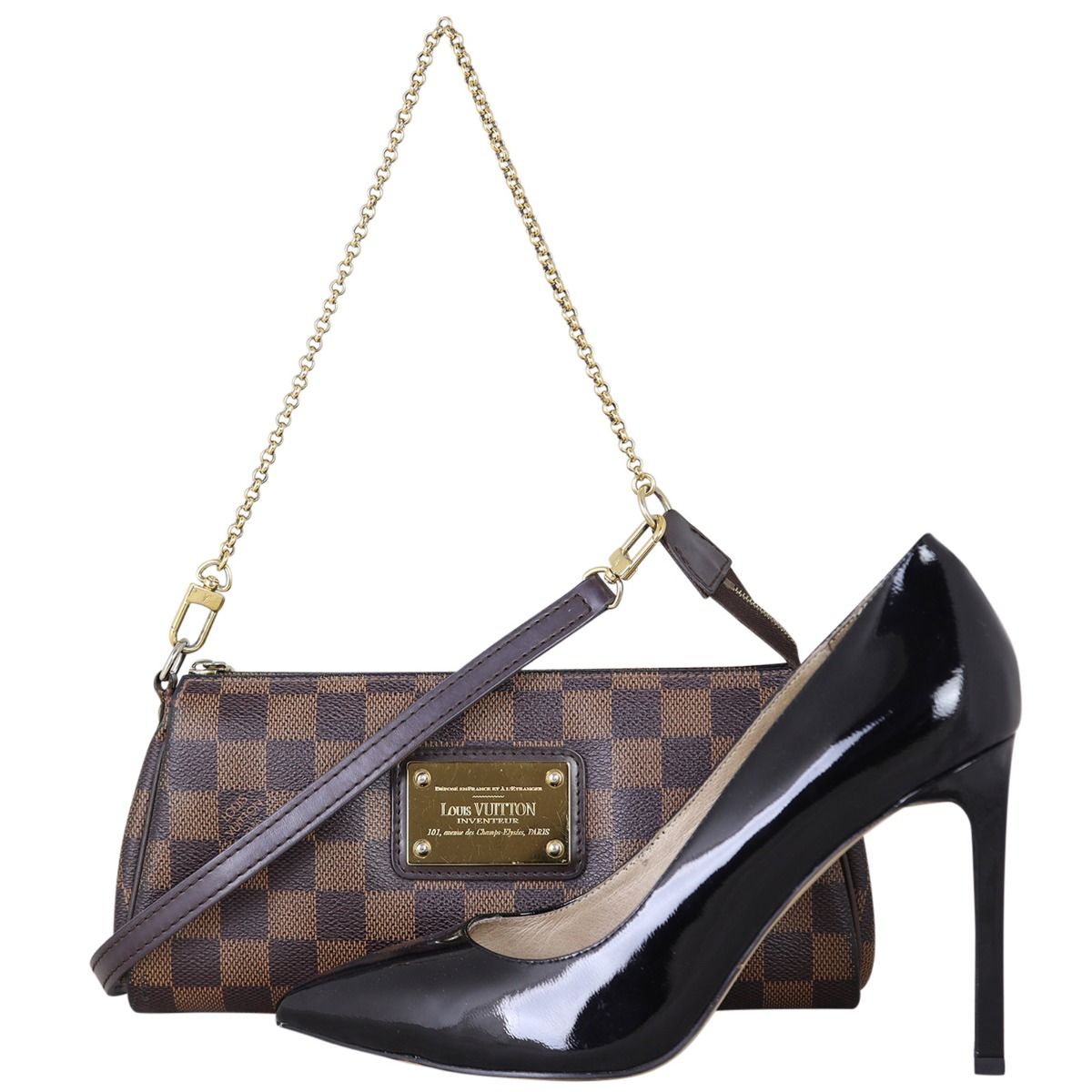 Louis Vuitton∽ポシェット エヴァ Pochette Eva☆-パリ安心速達 Louis Vuitton Eva Pochette Damier Ebene