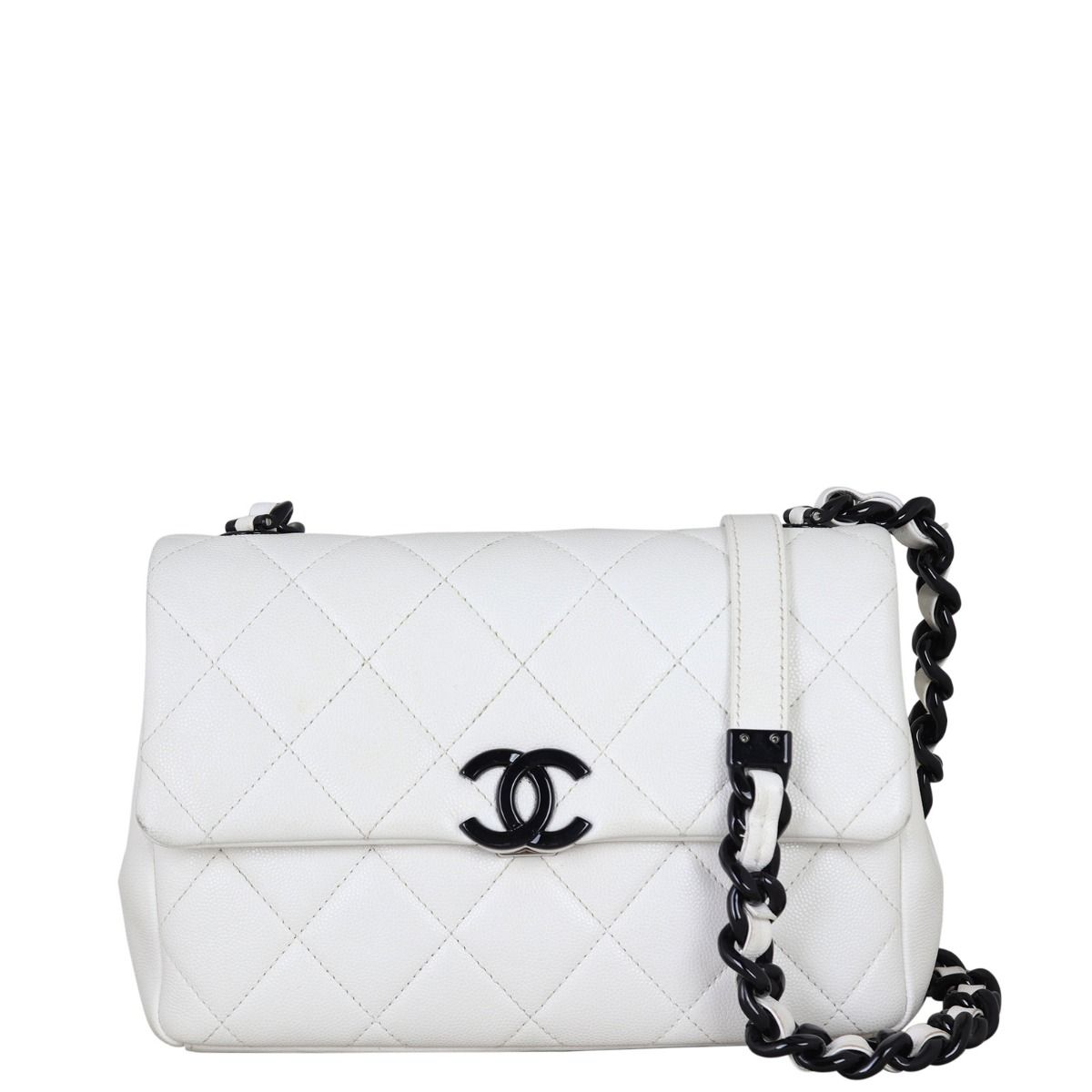 Chanel Classic Flap Sequin Chain Shoulder Bag BlackWhite