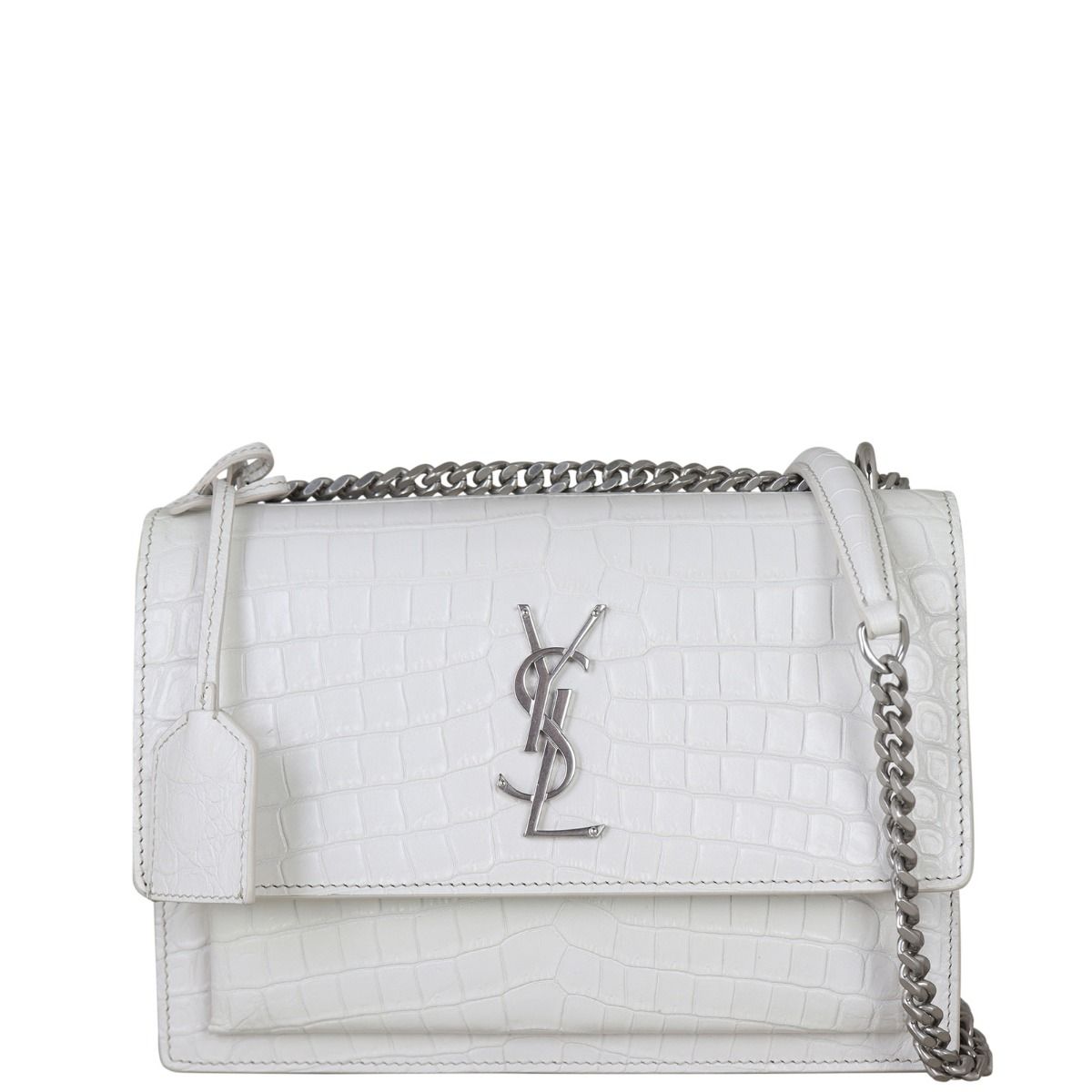Saint Laurent Sunset Medium Croc Embossed