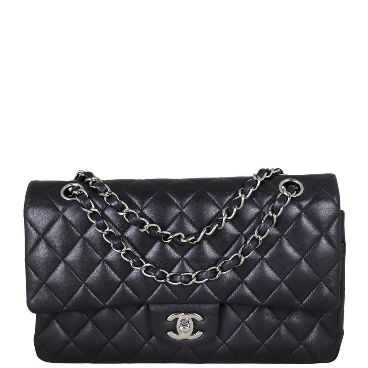 Chanel Metallic Silver Quilted Lambskin Classic Double Flap Medium  Q6B0104NV0008