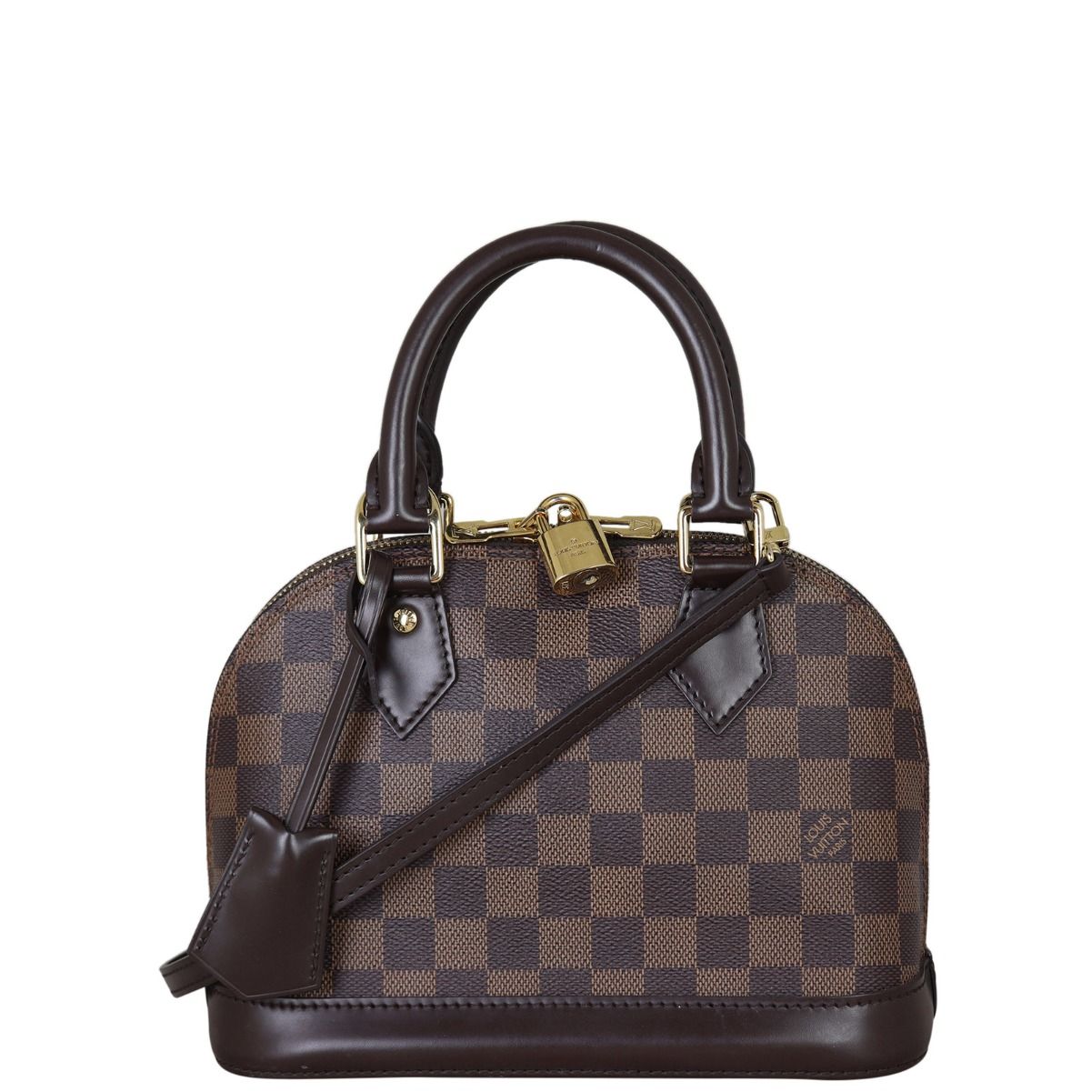 Louis Vuitton Alma BB Damier Ebene Smooth Chocolate Brown Leather