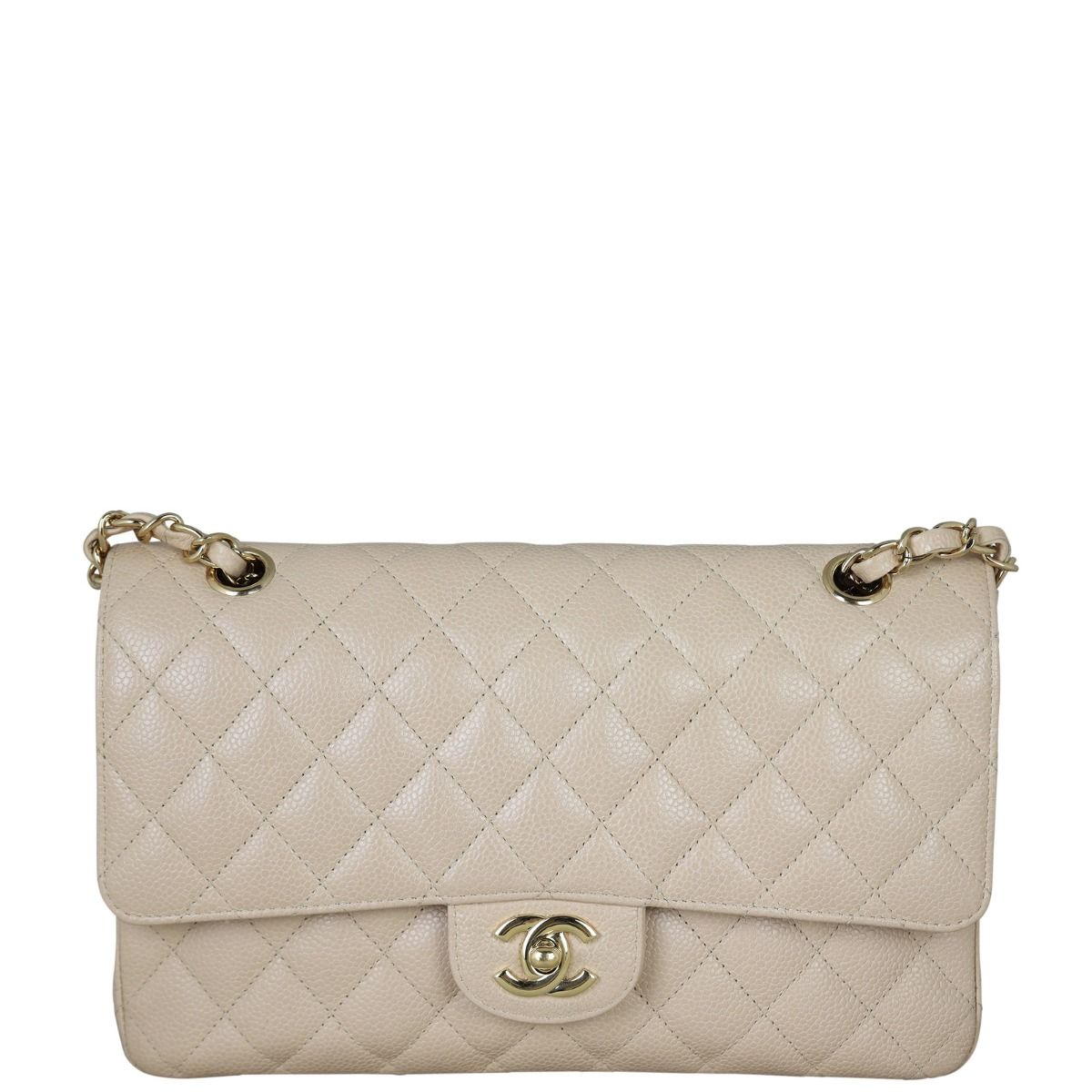 Chanel Classic Double Flap Medium Beige Caviar