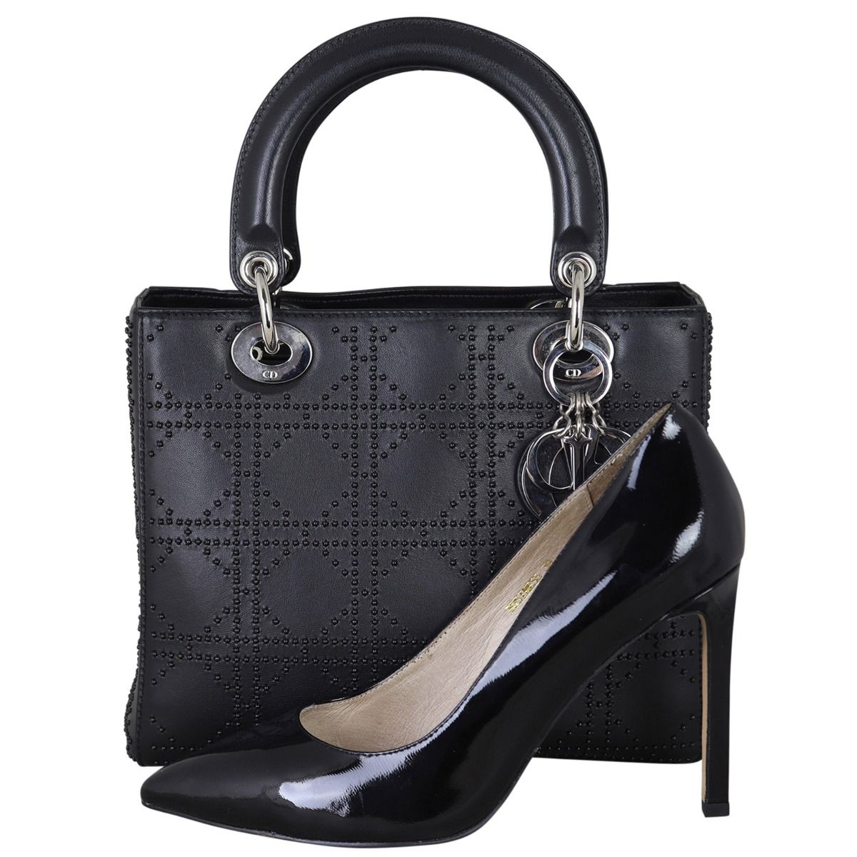 Lady dior black studded cheap