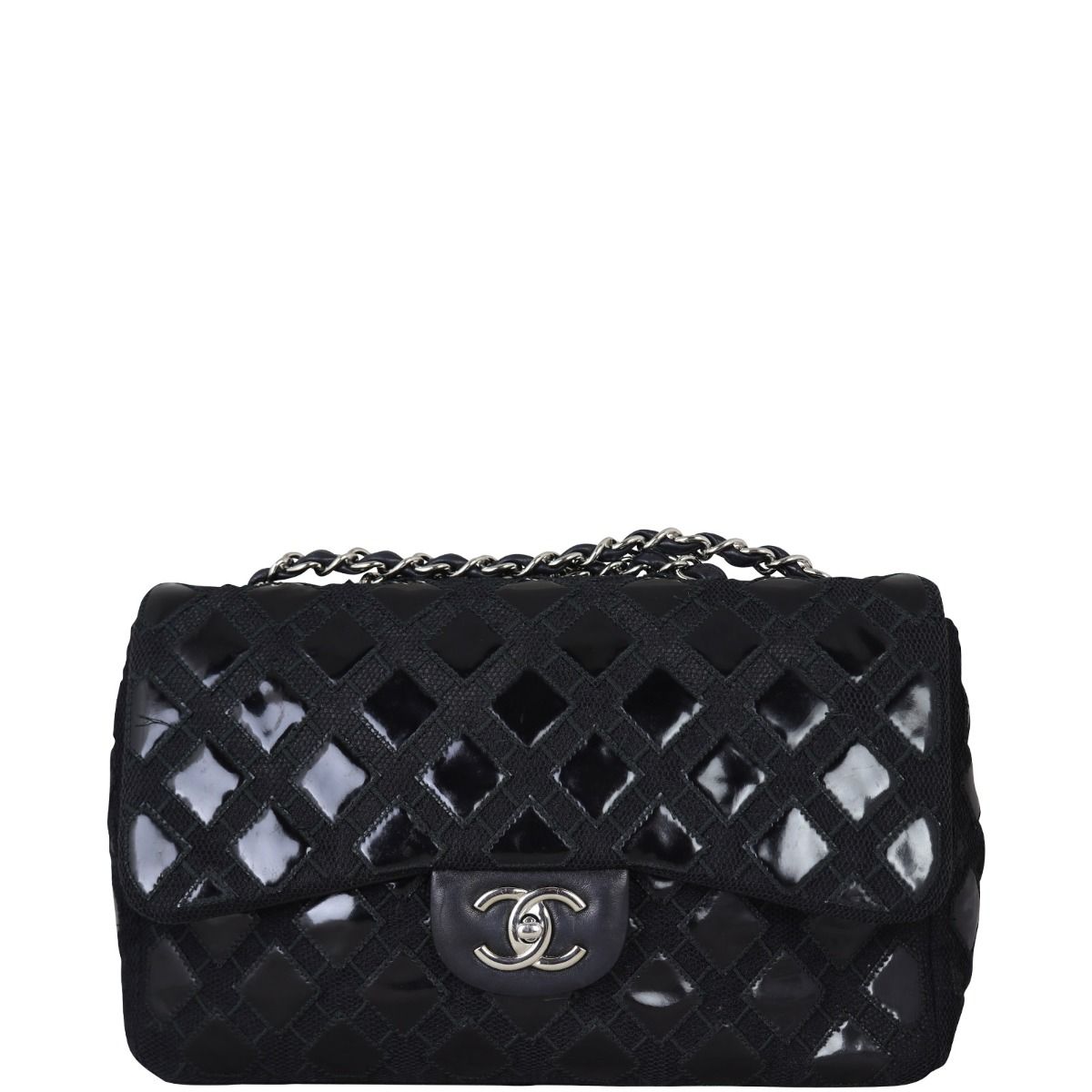 CHANEL シャネル バニティバッグ エナメル 黒 ブラック