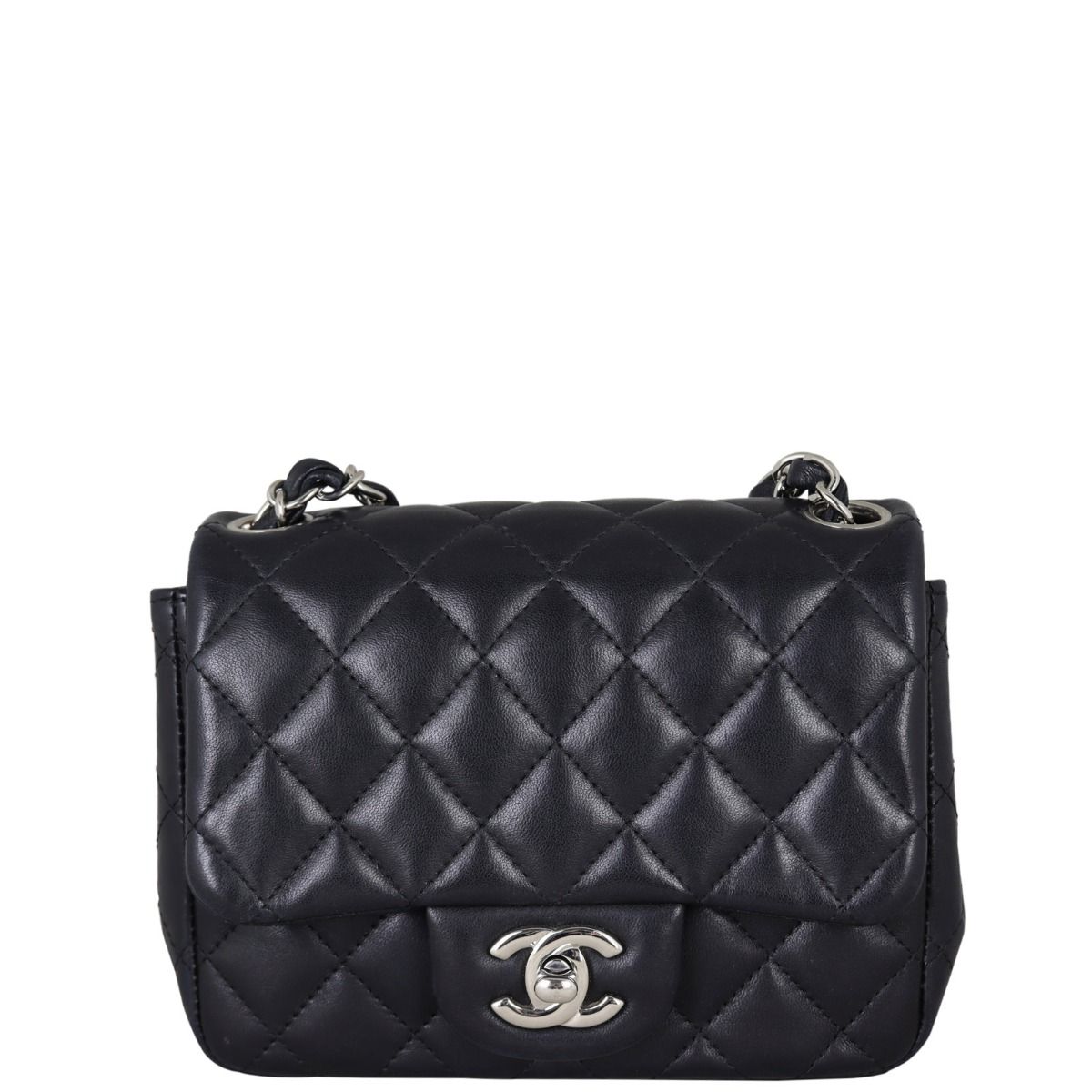 Chanel Black Quilted Lambskin Mini Vintage Classic Flap Bag Chanel
