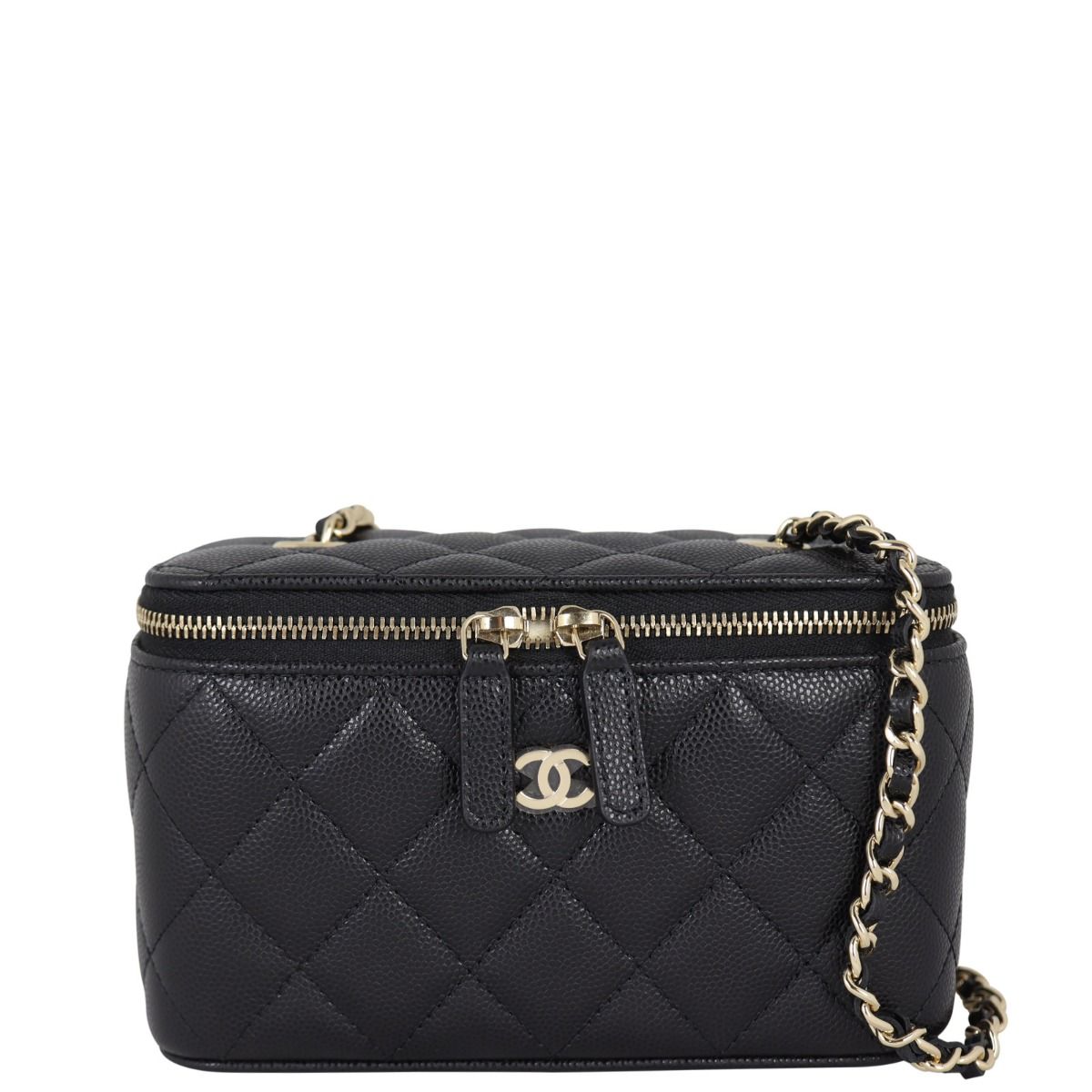 Chanel Vanity Case with Chain Black Caviar