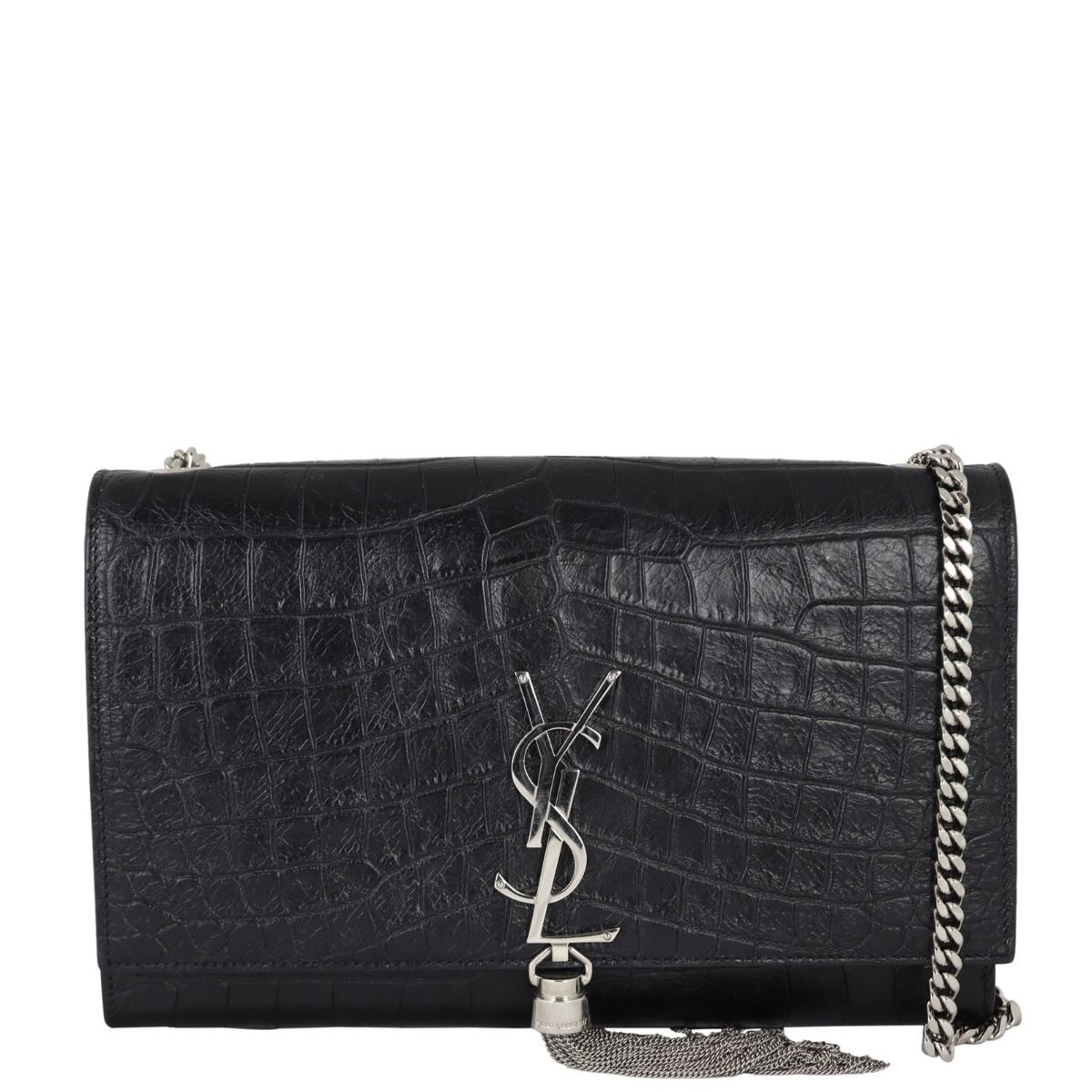 Saint Laurent Kate Tassel Chain Bag Medium Croc Embossed
