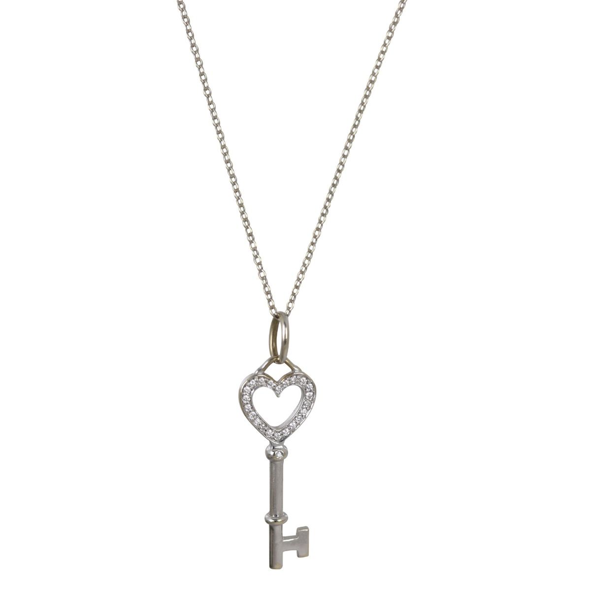 White gold key pendant necklace 2025