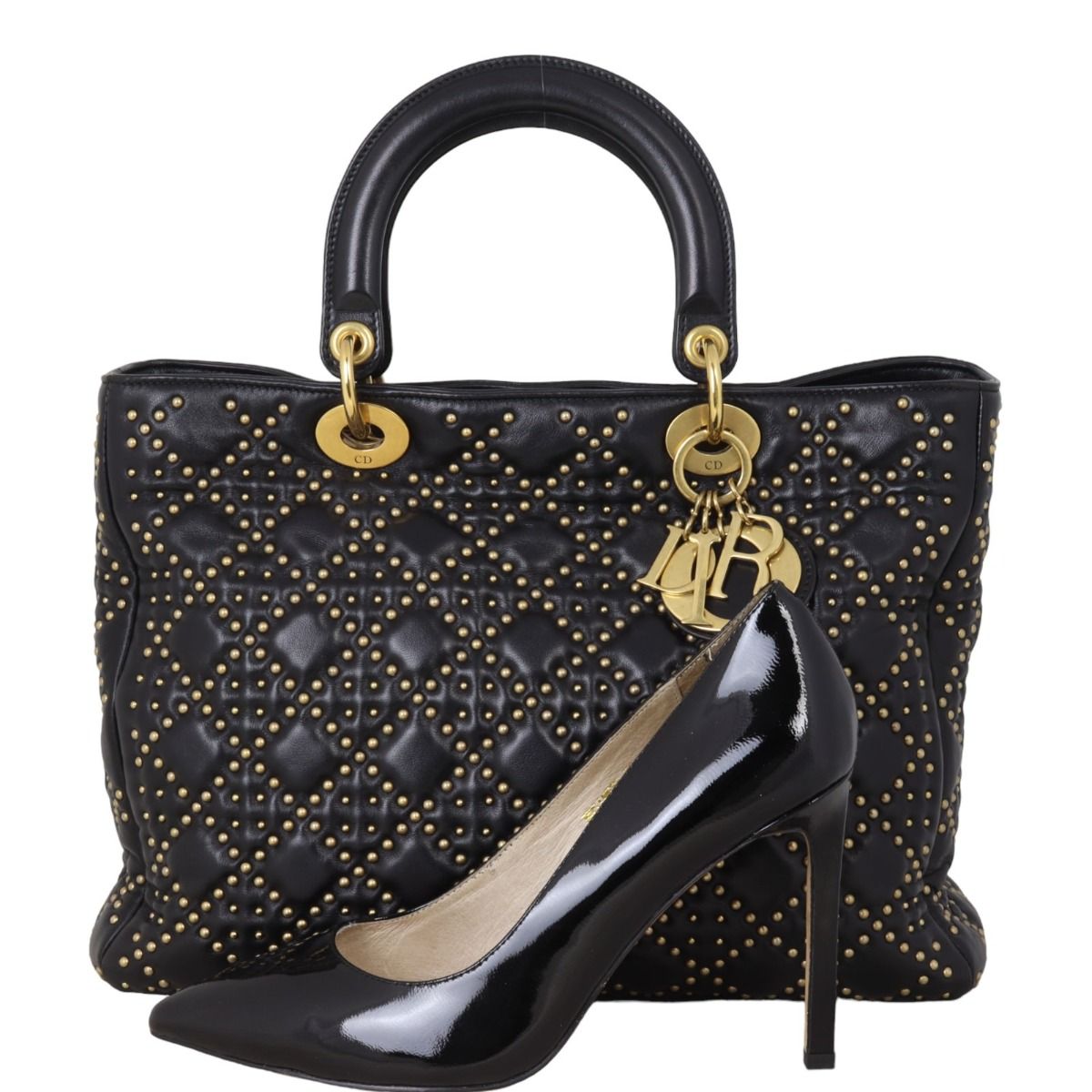 Lady dior black studded store