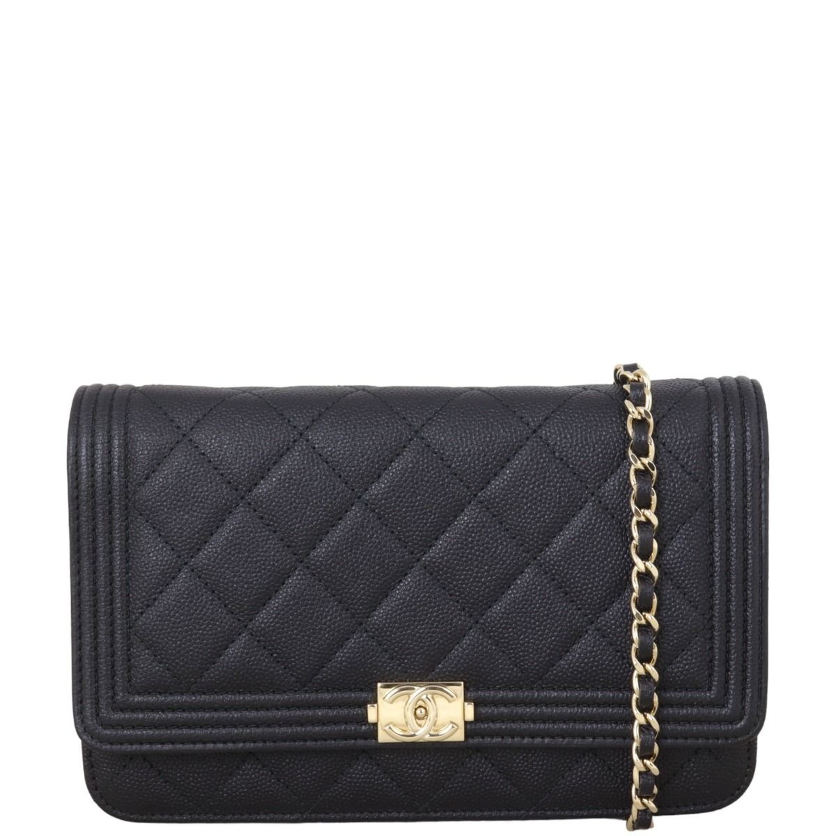 Chanel boy wallet on chain black sales
