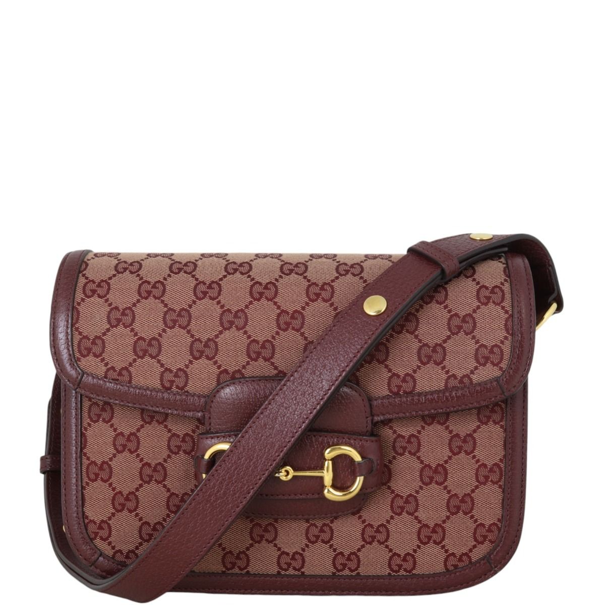 Gucci GG Burgundy Horsebit Shoulder Bag