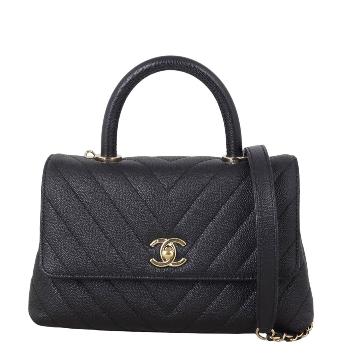 Chanel Coco Top Handle Small Bag Chevron