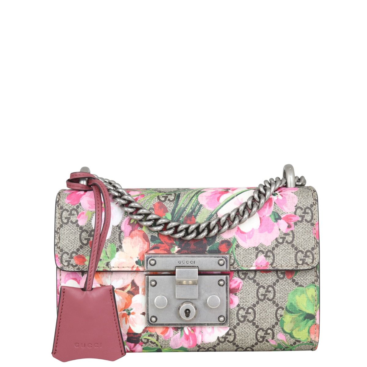 Gucci GG Supreme Blooms Padlock Small Shoulder Bag