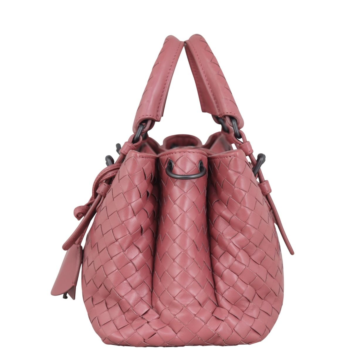 Bottega Veneta Roma Mini Shoulder Bag in Pink Intrecciato Leather