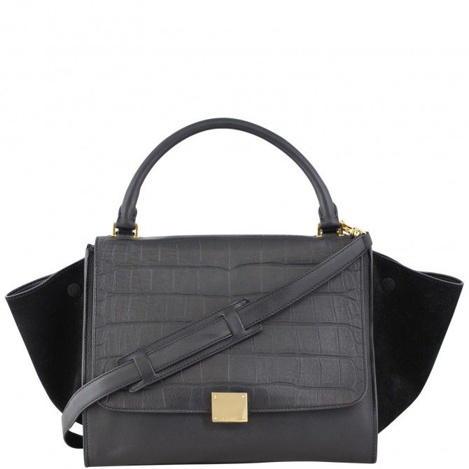 Celine Medium Trapeze Crocodile Embossed