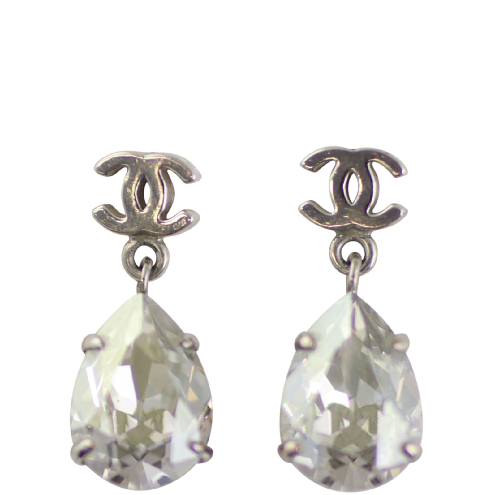 【片方破損】　CHANEL　ガラスボール　ピアス　飴玉　水色　正規品　難有り chanel_cc_crystal_drop_earring