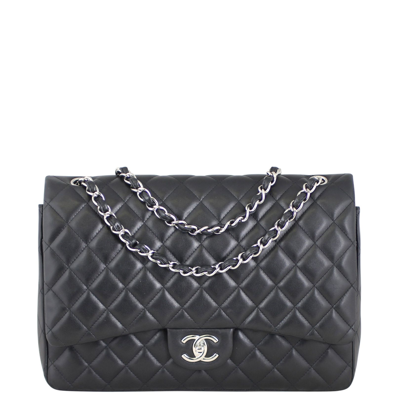 Lambskin quilted medium double flap black clearance
