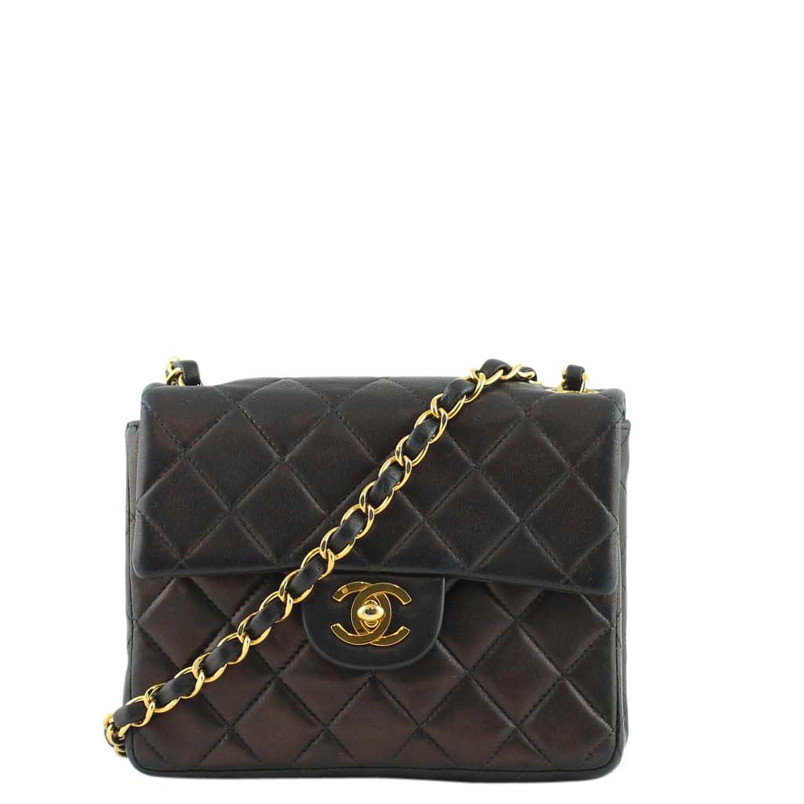 Chanel lambskin quilted mini square flap black clearance