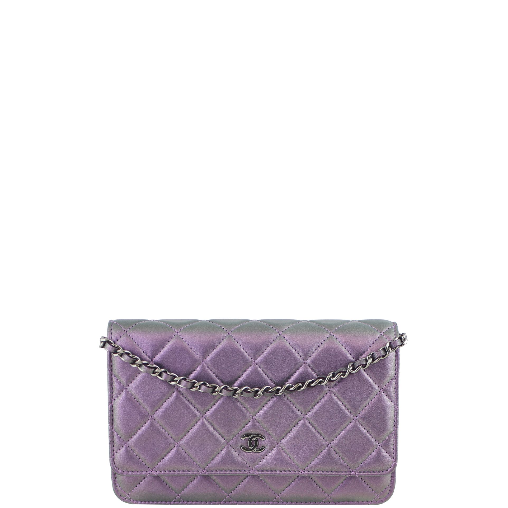 Chanel Classic Wallet On Chain Iridescent Purple And Green