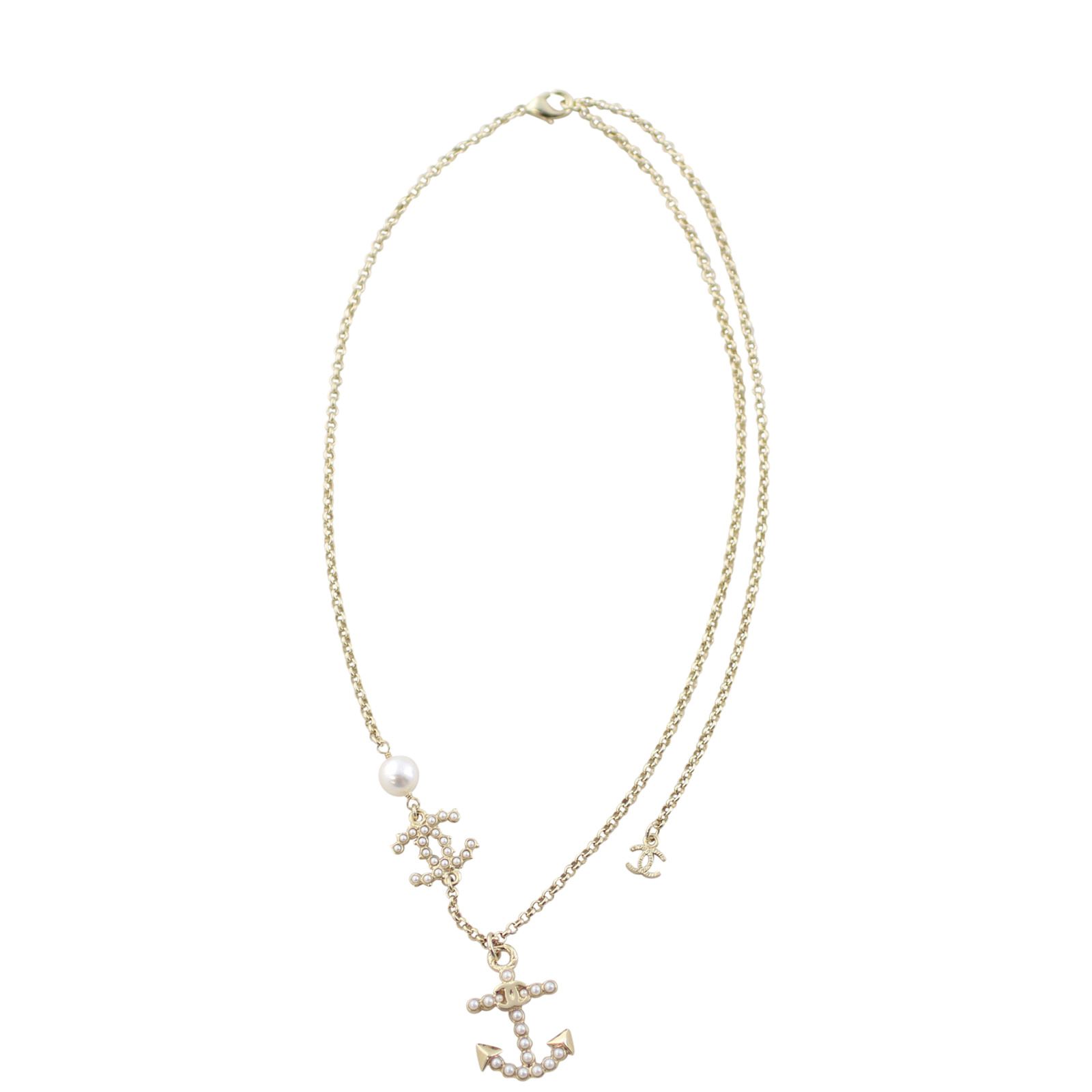 Chanel Faux Pearl Anchor Necklace