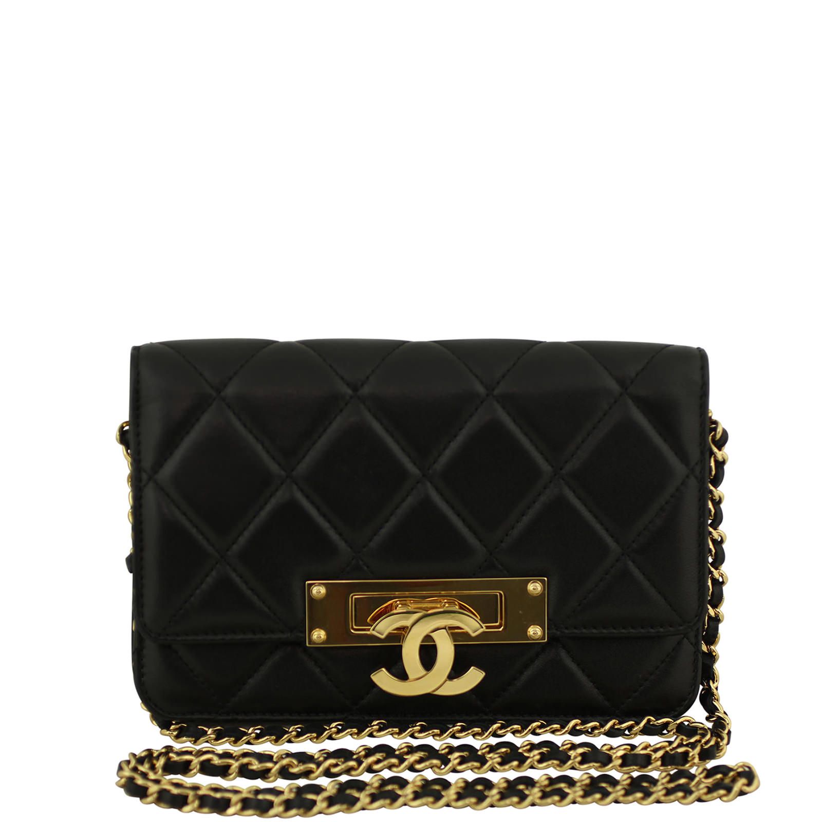 Chanel bag black gold clearance