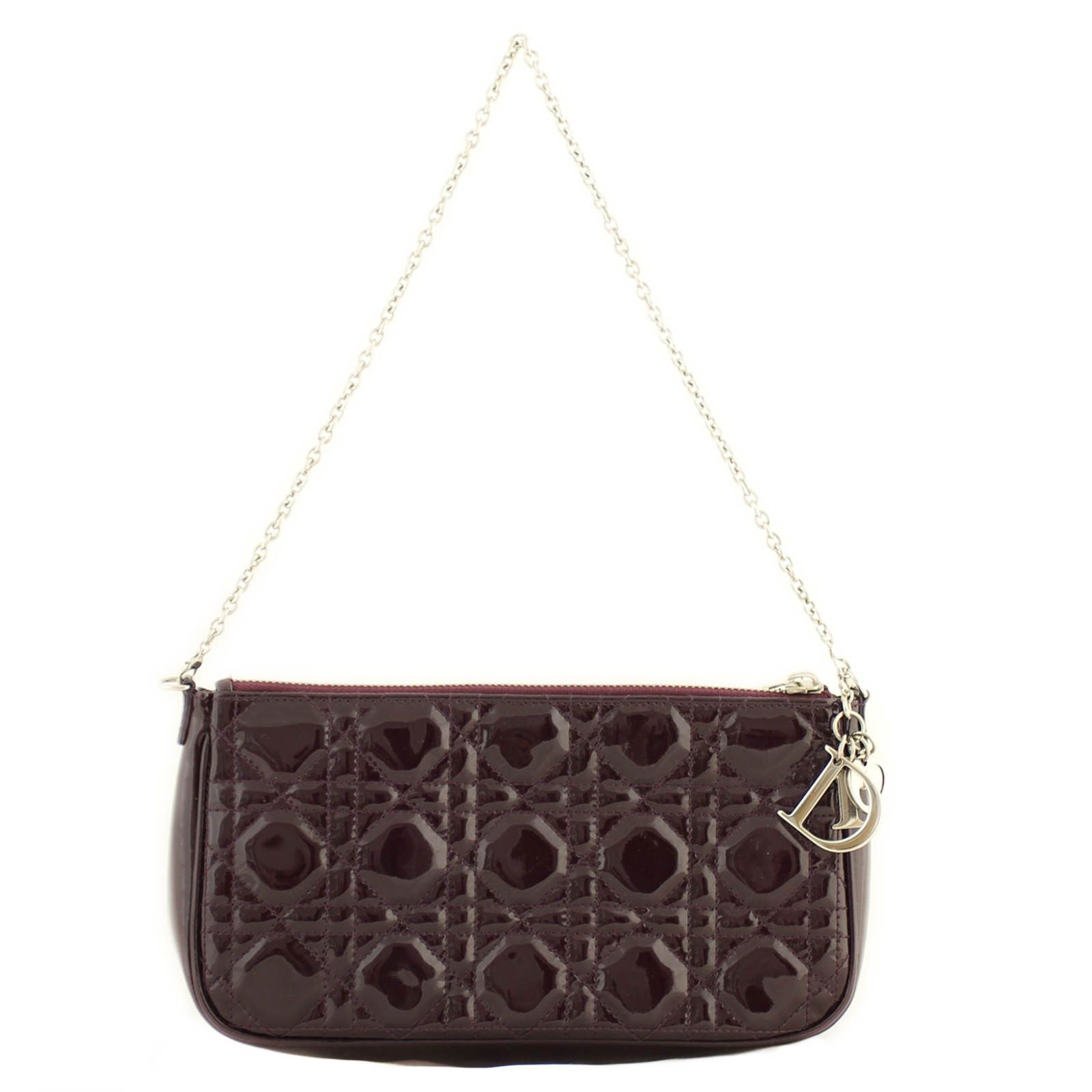 Dior Patent Cannage Lady Dior Clutch Purple Handbag