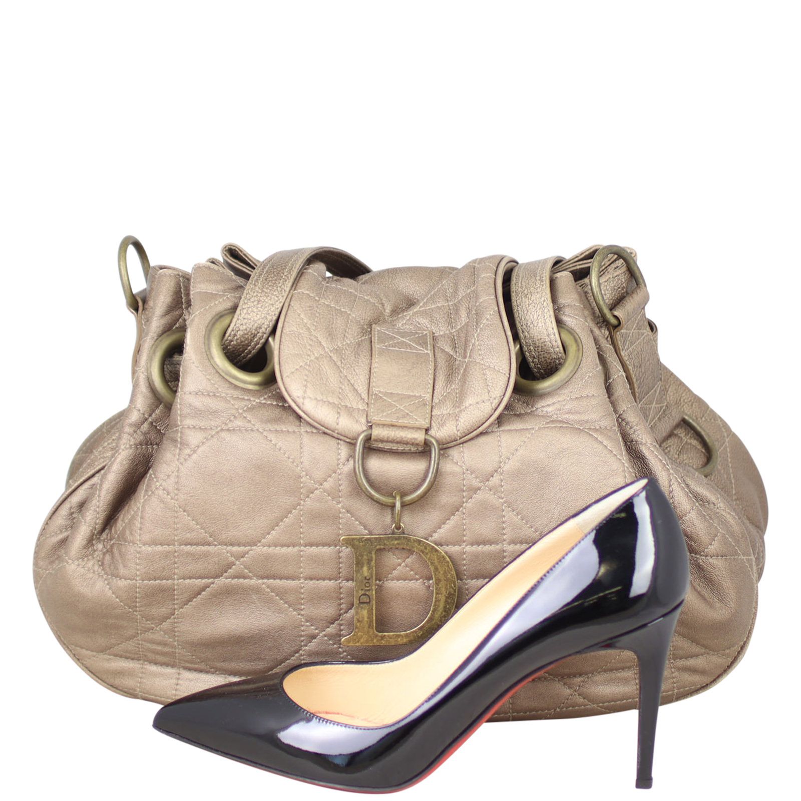 Dior Cannage Drawstring Flap Bag