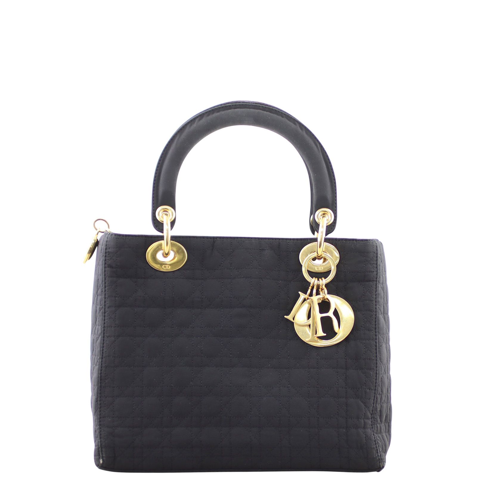 Dior Lady Dior Cannage Quilted Canvas Medium Bag