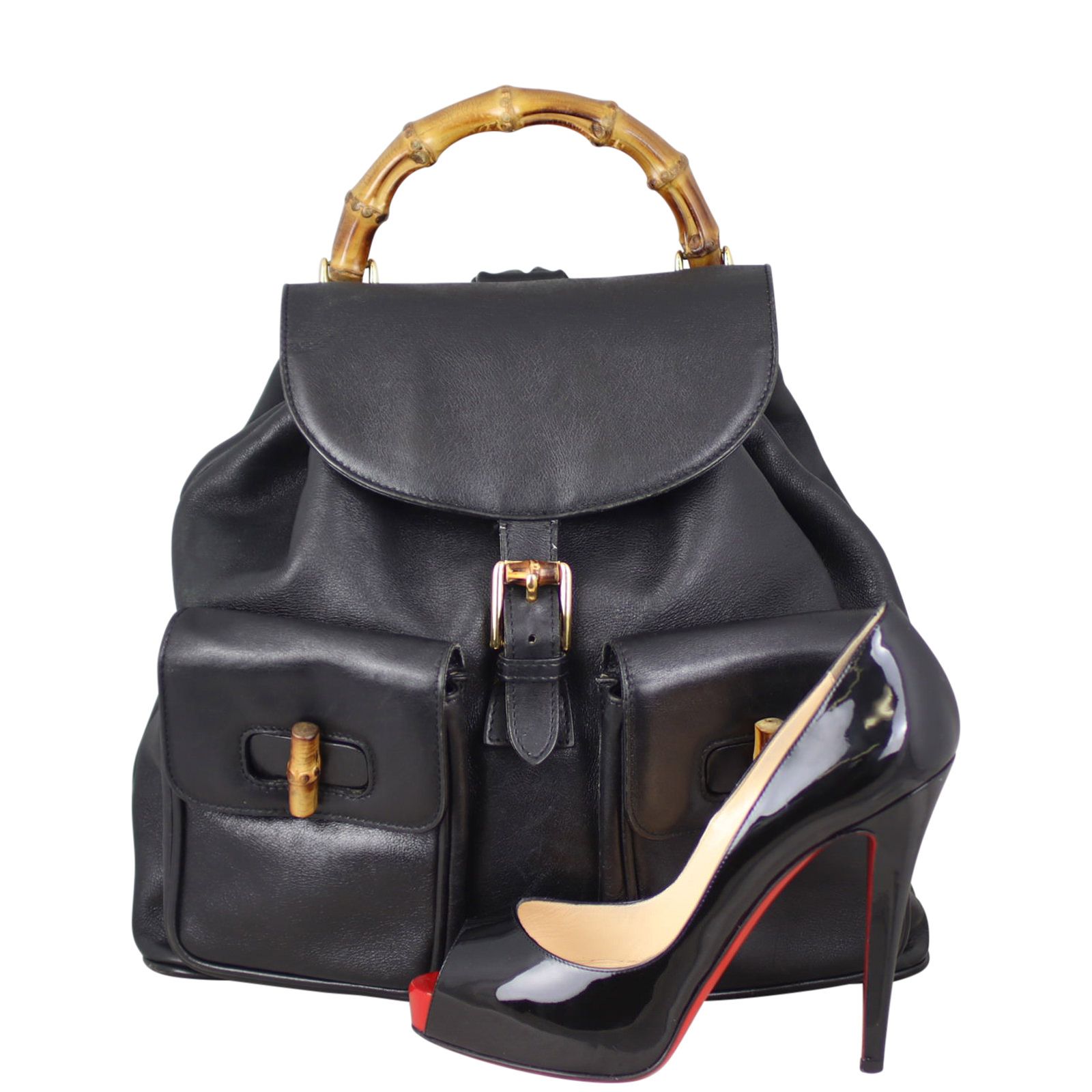 Gucci bamboo leather backpack cheap
